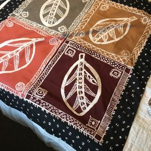 Earth tone 34” Square Scarf Leaf Design